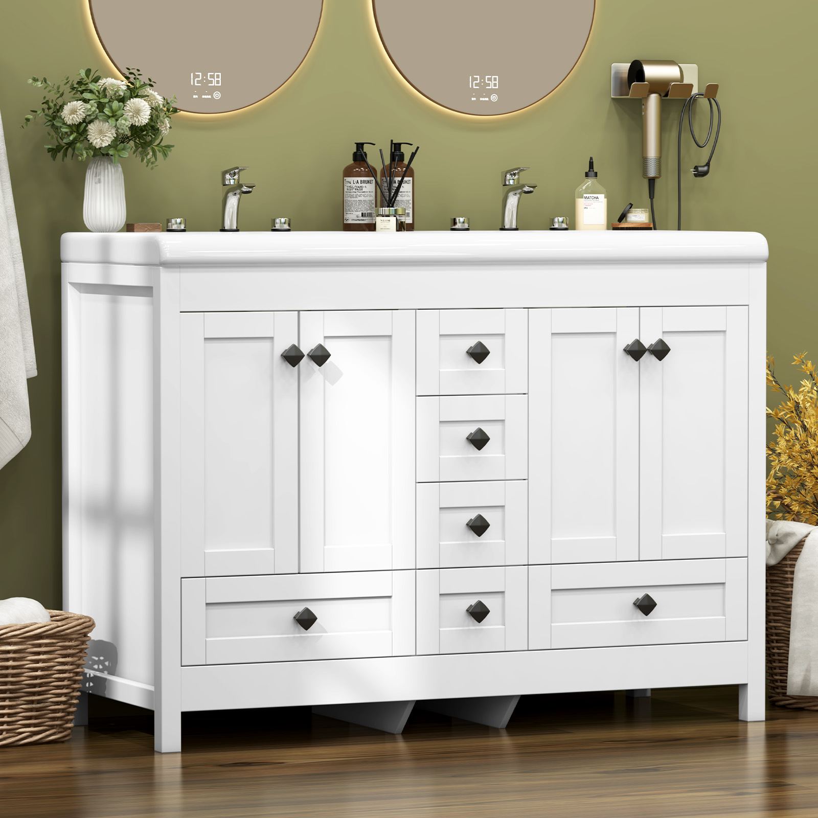Home Bathroom Vanity Combo - Gabinete de Banheiro Branco de 47,3
