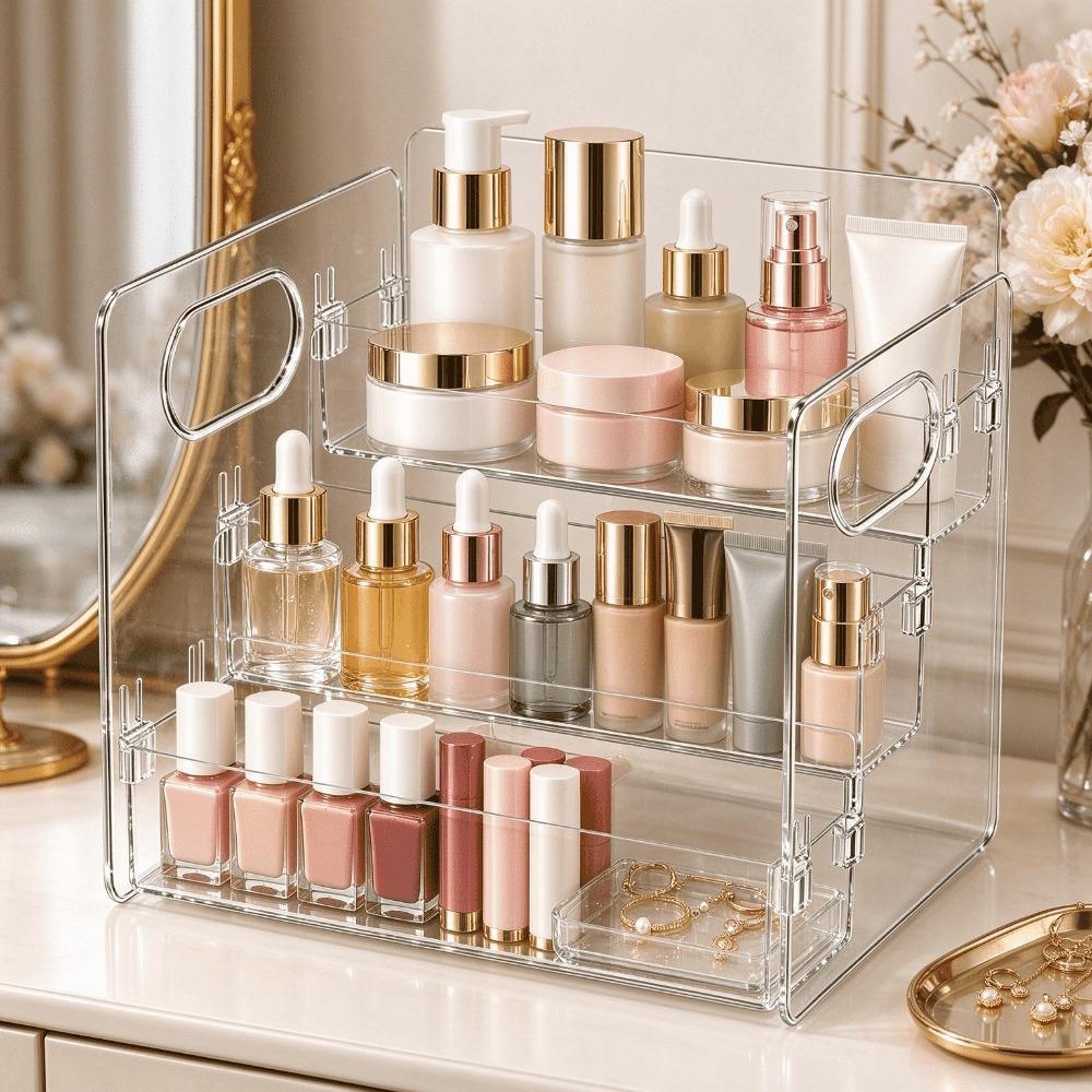 Home Essentials Bathroom Storage - Organizador de maquiagem em acrílico transparente